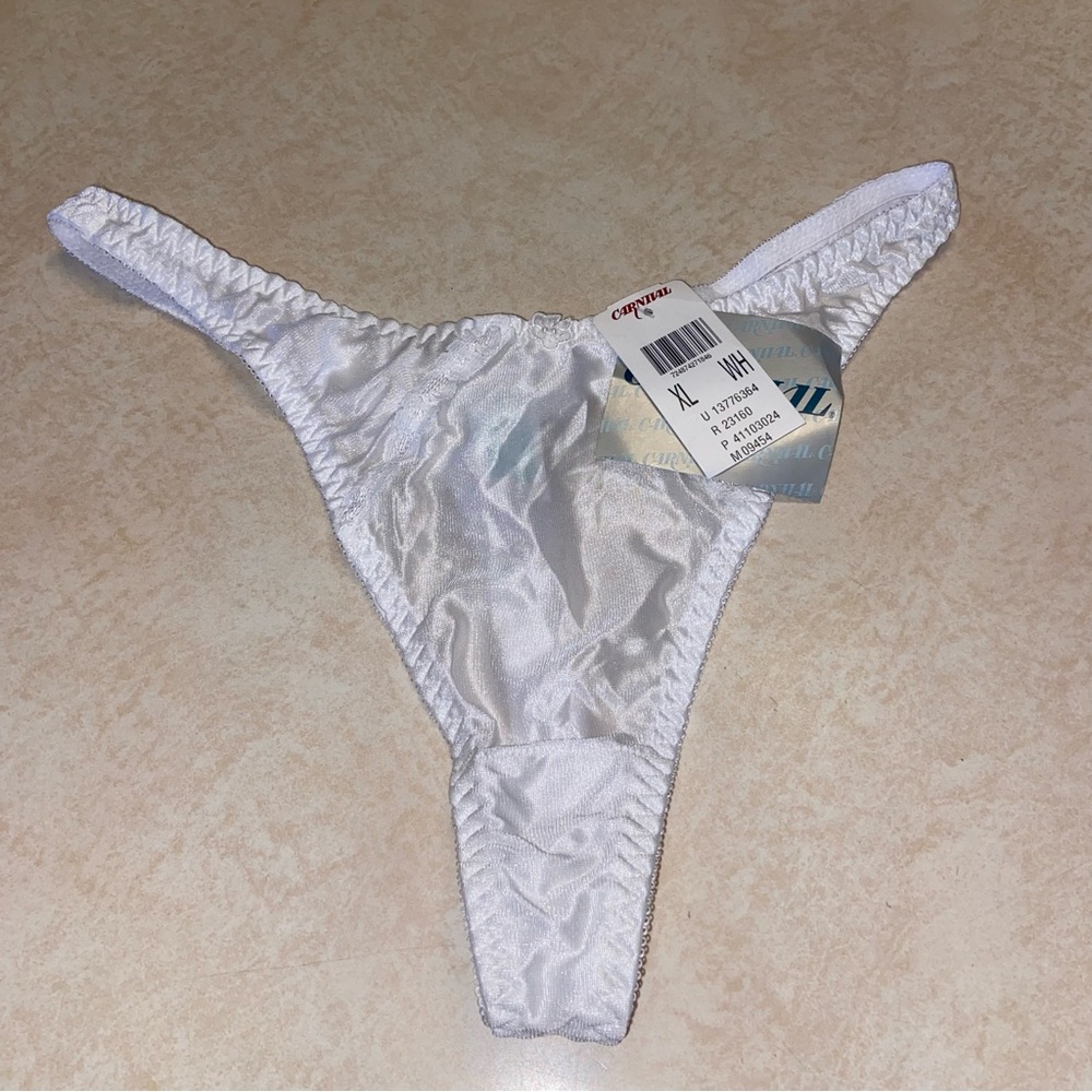 Vintage Panties XL Carnival White Sissy Panty New NWT Lace Sheer G string thong
